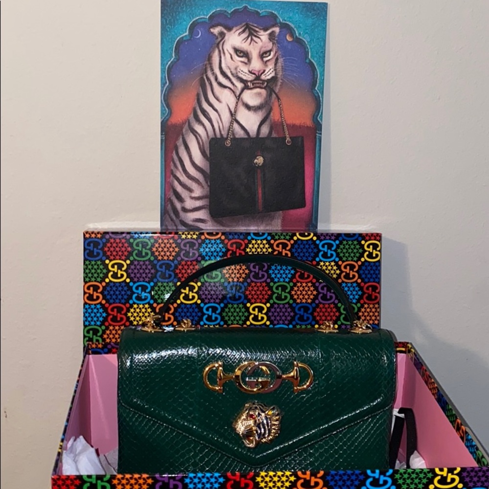 Gucci Rajah Green Genuine Python Bag - Picture 6 of 15
